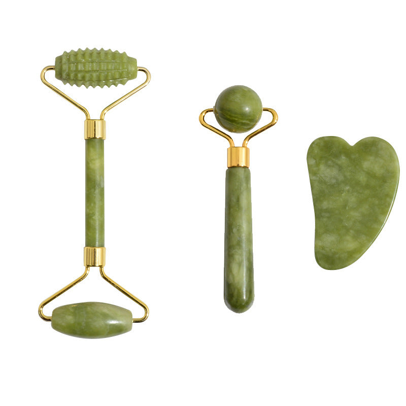 👉 Set 3-in-1 Rullo Massaggio Viso in Giada – Roller, Gua Sha e Eye Beauty