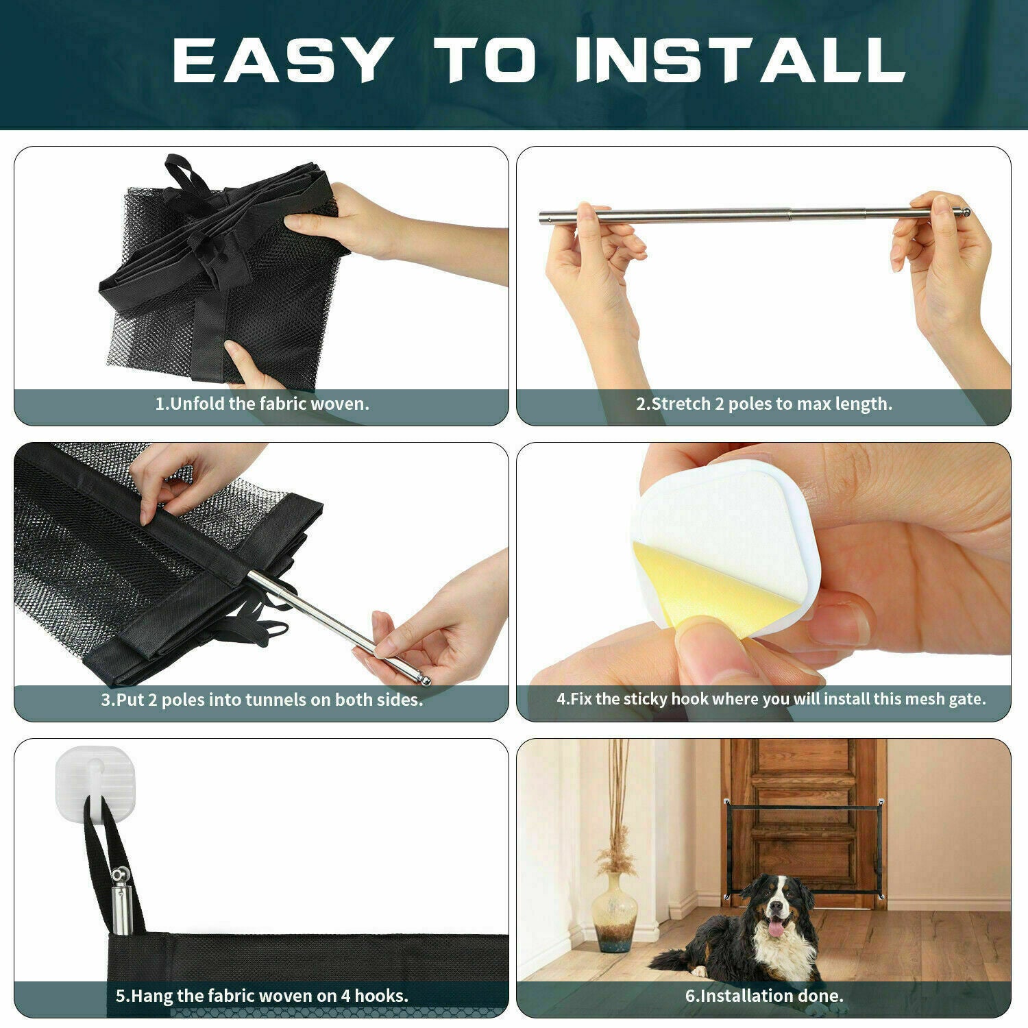 Cancello di Sicurezza per Animali Domestici – Barriera in Rete Portatile per Cani e Gatti