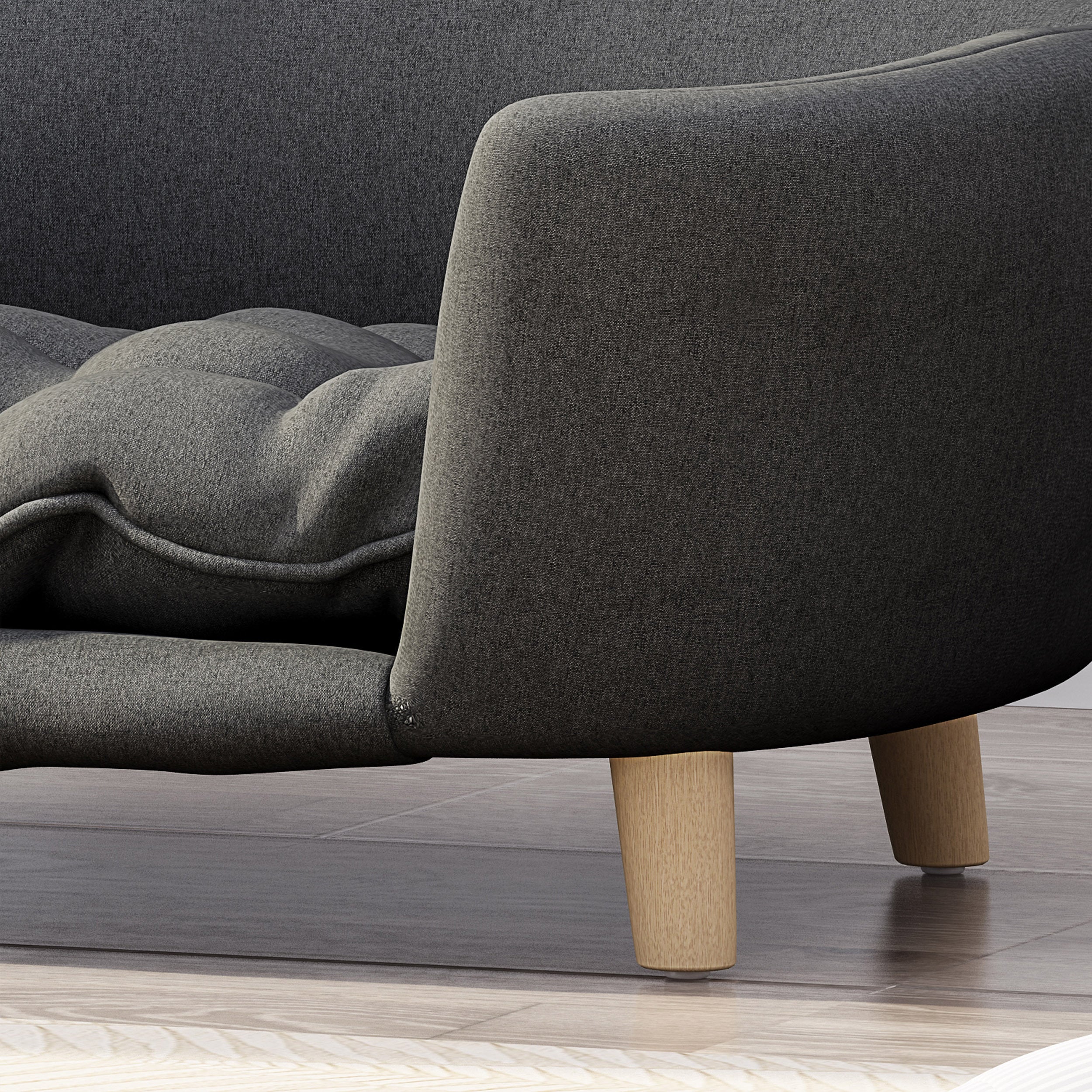 Letto per Cani Piccoli – Dog Bed Design Mid-Century con Cuscino Tufted e Gambe in Betulla