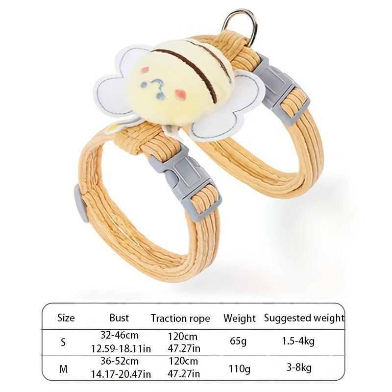 Set Pettorina e Guinzaglio per Gatti – Harness Escape Proof Regolabile con Design Ape Plaid Giallo