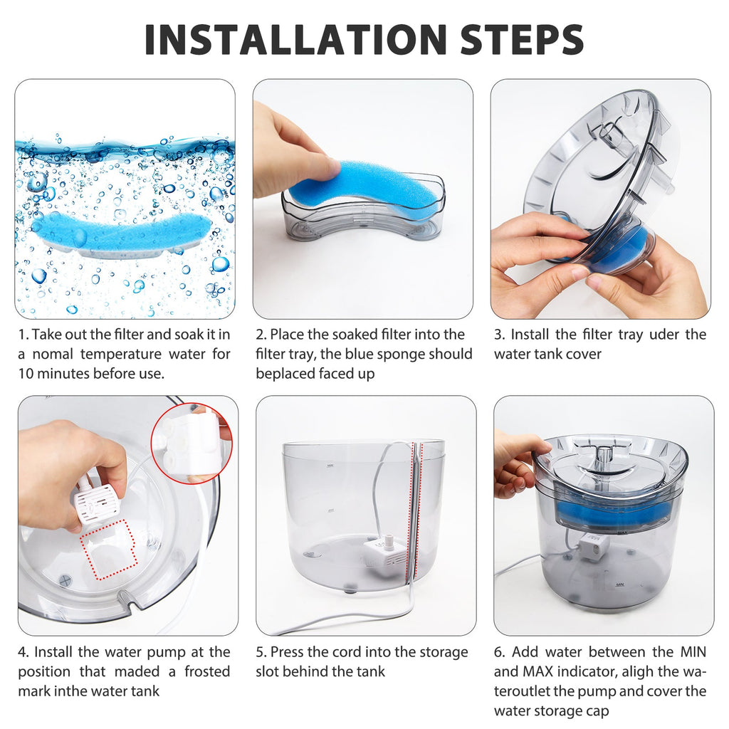 Fontanella Automatica Trasparente per Animali 2 Modalità | 2L Grande Capacità Silenziosa