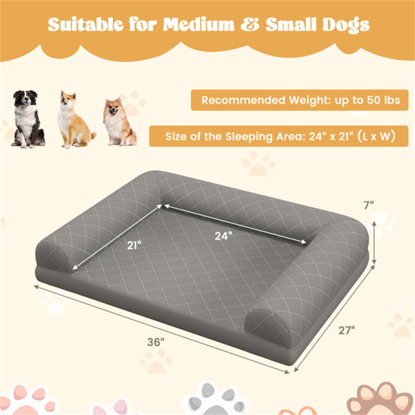 Letto Ortopedico per Cani 36” – Dog Sofa Bed con Foam a Cassa d’Uovo e Cuscini Rialzati