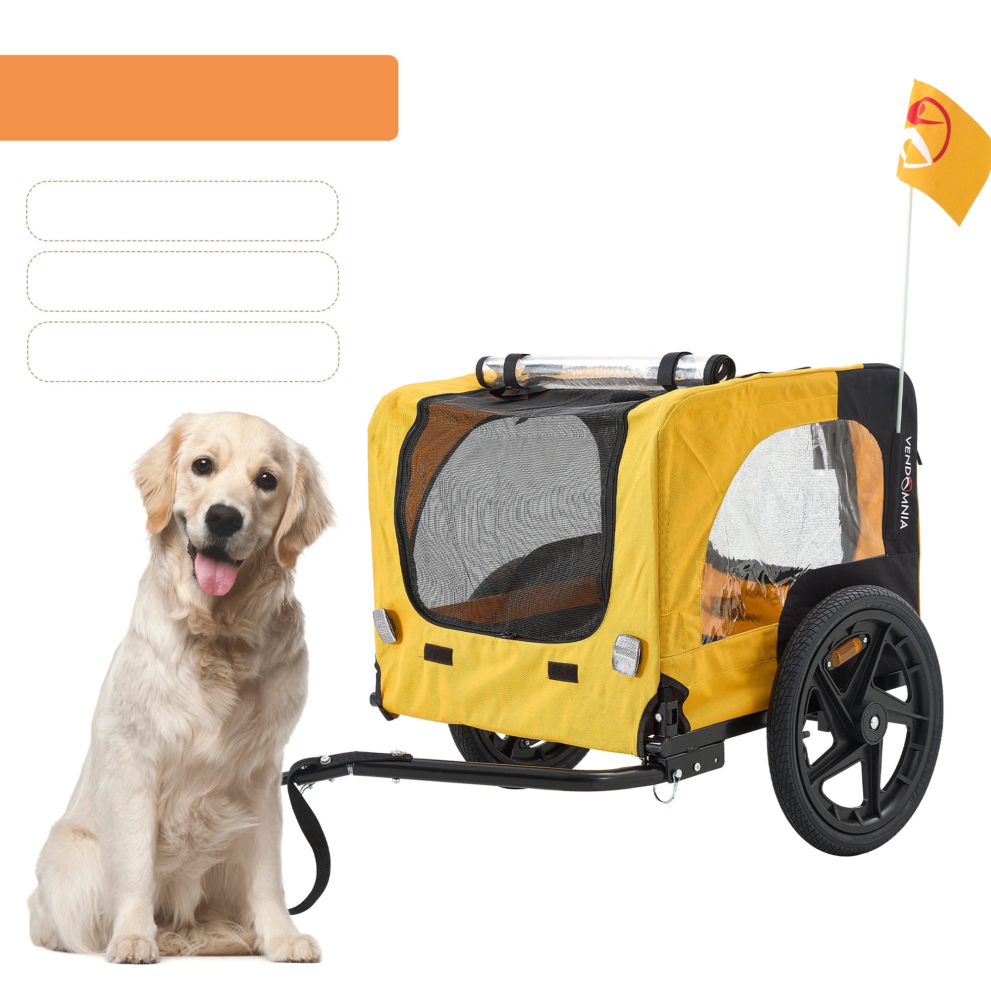 Carrello Rimorchio Pieghevole per Cani – Stroller da Bicicletta Impermeabile con Telaio Robusto e Porta Posteriore