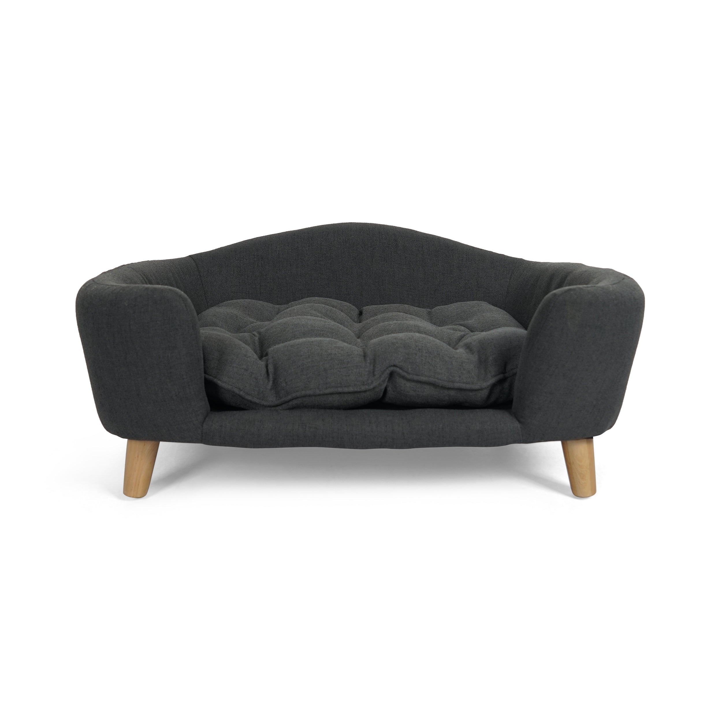 Letto per Cani Piccoli – Dog Bed Design Mid-Century con Cuscino Tufted e Gambe in Betulla