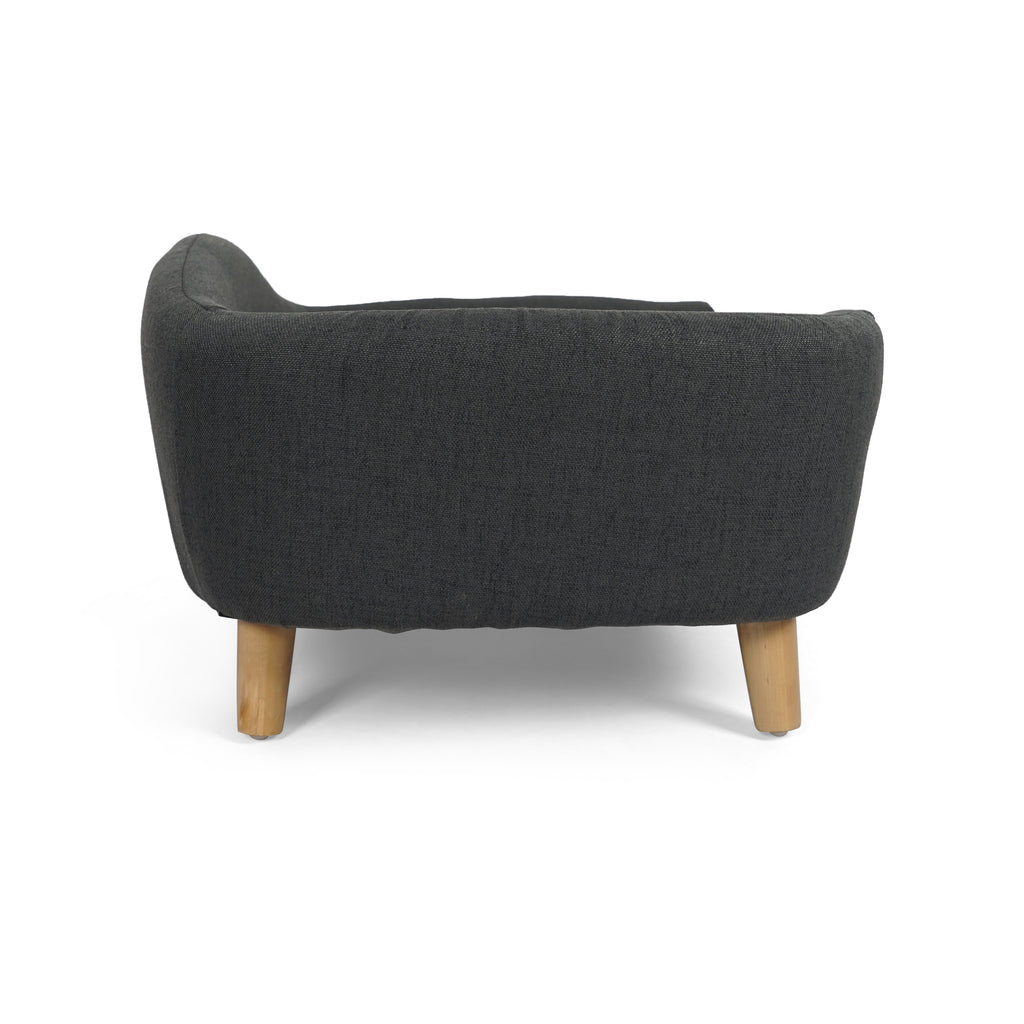 Letto per Cani Piccoli – Dog Bed Design Mid-Century con Cuscino Tufted e Gambe in Betulla